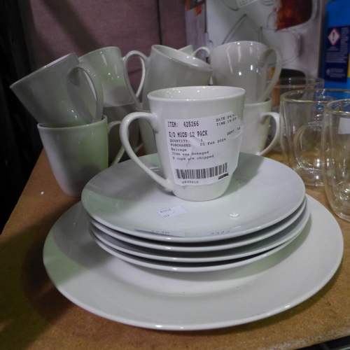 3236 - Quantity of Glass & Ceramic - Mugs & Plates   *Item is subject to VAT(319-369)