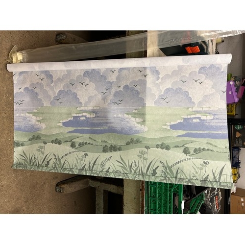 2007 - A 4ft manually operated roller blind with a pastel landscape design - unused