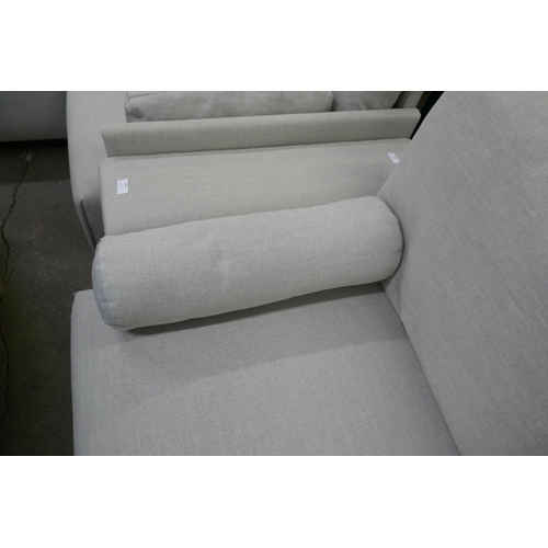 1374 - A grey linen two seater sofa and footstool