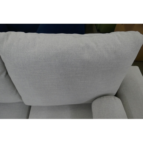 1374 - A grey linen two seater sofa and footstool