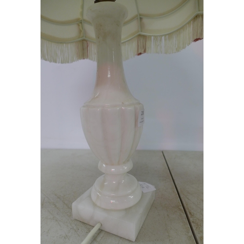 2088 - Two vintage onyx and marble lamps with shades