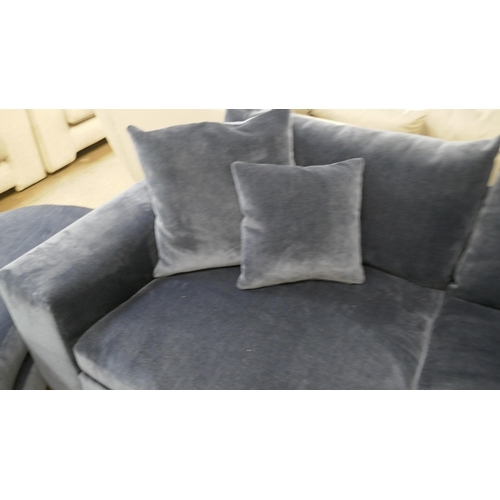 1301 - An ink velvet Grande corner sofa and footstool