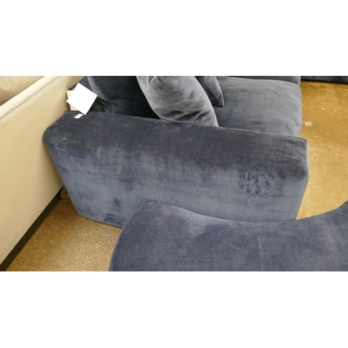 1301 - An ink velvet Grande corner sofa and footstool