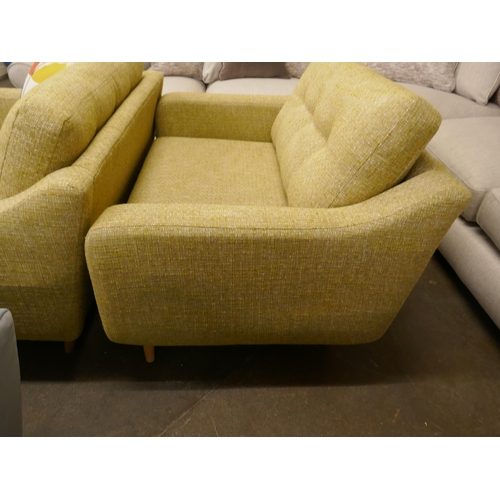 1305 - A pair of green/gold hopsack love seats