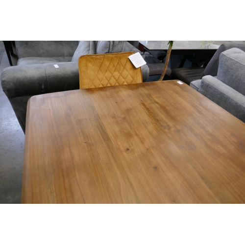 1329 - A Kay 200cm dining table and six turmeric velvet chairs *This lot is subject to VAT