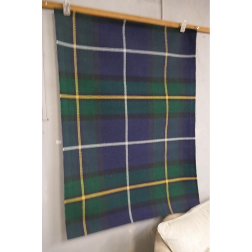 1359 - A hand made wool pile designer tartan rug