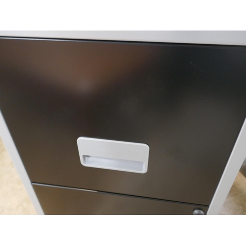 1434 - A metal two drawer locking domestic filing cabinet with keys