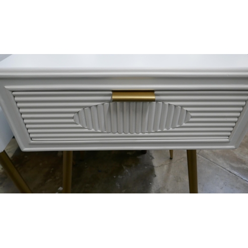 1439 - A pair of white bedside tables with gold legs