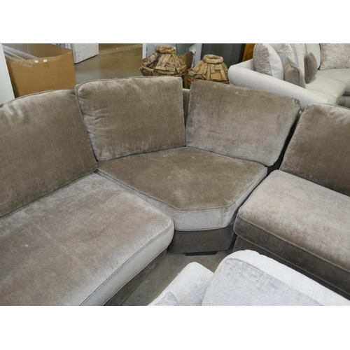 1487 - A Barker and Stonehouse copper velvet corner sofa incorporating leg rest RRP £3295