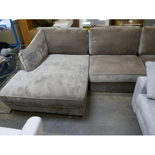 1487 - A Barker and Stonehouse copper velvet corner sofa incorporating leg rest RRP £3295