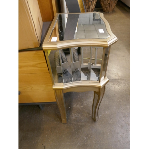 1490 - A silver mirrored two drawer bedside table