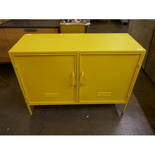 1496 - A yellow industrial style metal cabinet