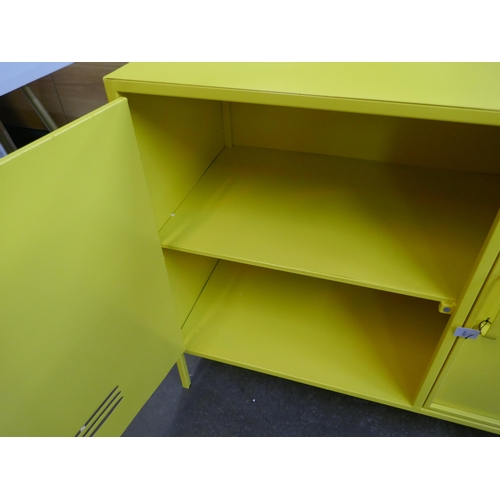 1496 - A yellow industrial style metal cabinet