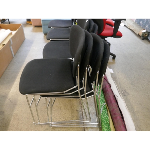 1617 - A set of seven chrome and black stacking chairs