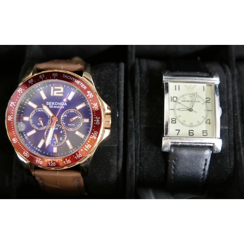 1007 - Ten gentleman's wristwatches, Accurist, Lorus, Emporio Armani, Continental, Pulsar, Seiko, Sekonda, ... 