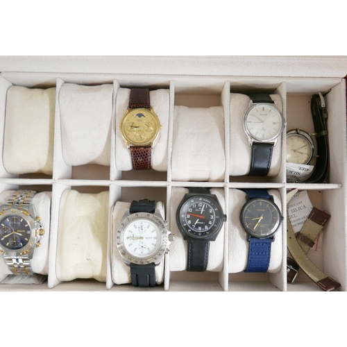 1007 - Ten gentleman's wristwatches, Accurist, Lorus, Emporio Armani, Continental, Pulsar, Seiko, Sekonda, ... 