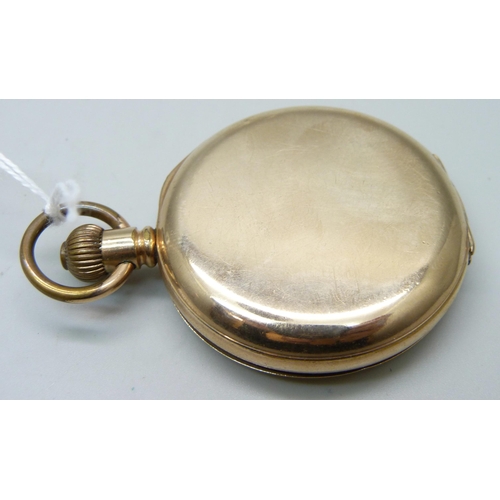 1018 - A Moeris gold plated half-hunter pocket watch in an English 10 year case