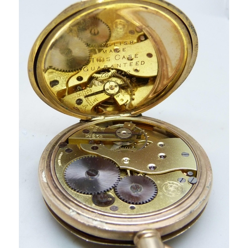 1018 - A Moeris gold plated half-hunter pocket watch in an English 10 year case