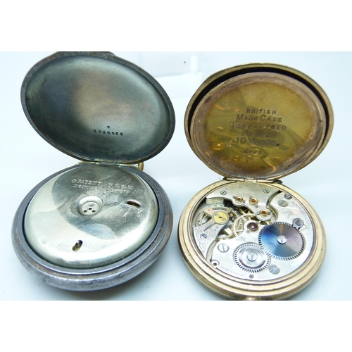 1019 - A gold plated top-wind A. Reymond pocket watch and an alarm pocket watch