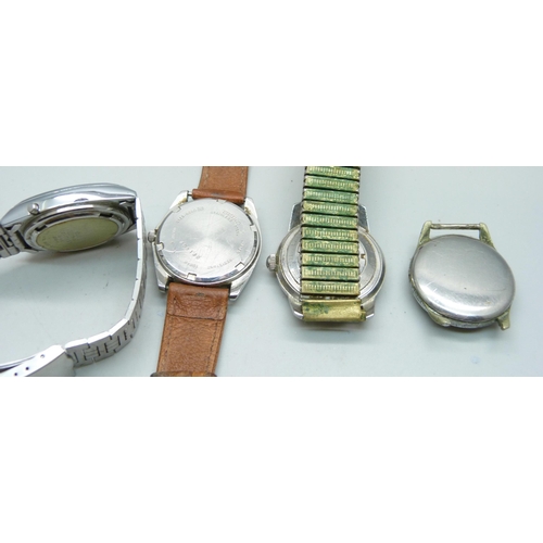 1023 - Four wristwatches including Cyma Triplex and Bentley Deluxe, a/f