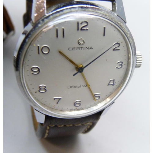 1026 - Two gentleman's wristwatches, a Certina Bristol 230 and a Cyma automatic Watersport