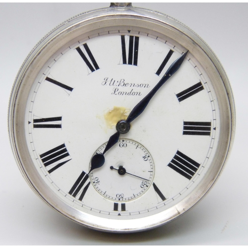 1030 - A silver Benson pocket watch