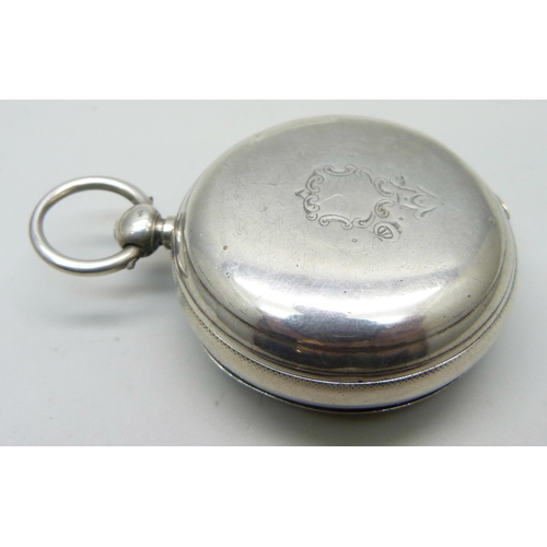 1031 - A silver cased fusee pocket watch