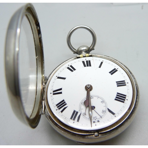 1031 - A silver cased fusee pocket watch