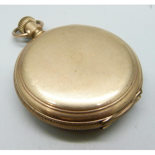 1034 - An American Waltham full hunter pocket watch, lacking glass and second hand