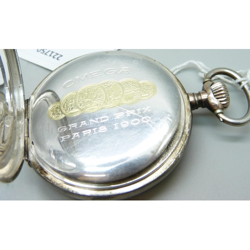 1038 - A gentleman's .800 silver cased top-wind Omega pocket watch, 'Omega, Grand Prix, Paris 1900'