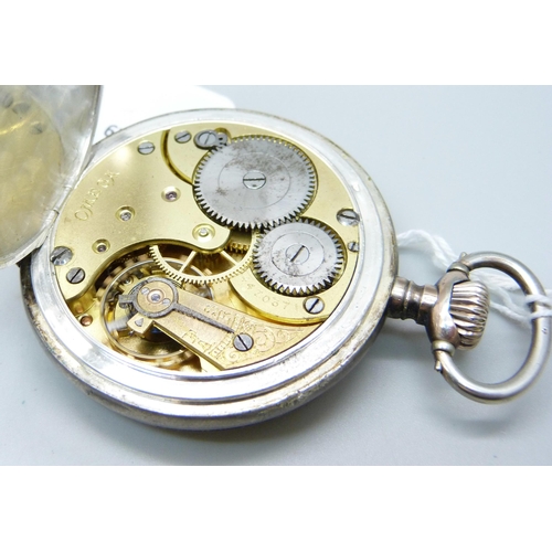 1038 - A gentleman's .800 silver cased top-wind Omega pocket watch, 'Omega, Grand Prix, Paris 1900'