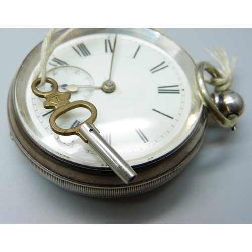 1043 - A silver pocket watch, Barnes & Son, Tamworth