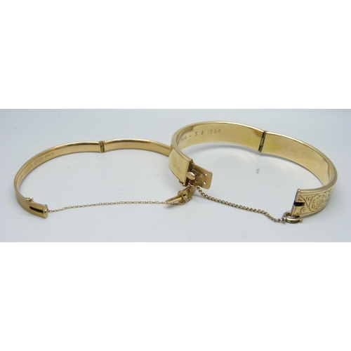 1060 - Two rolled gold metal core bangles