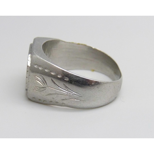 1101 - A plated ring, possibly Prisoner of War made, inside marked 'Polska 1943'