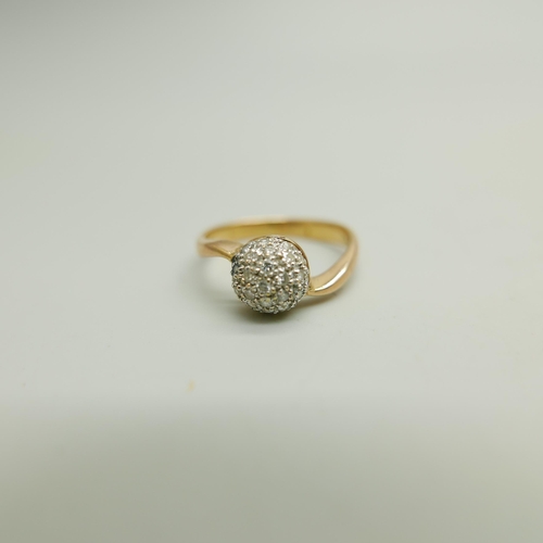 1182 - A yellow metal and diamond ring, 3.2g, L/M