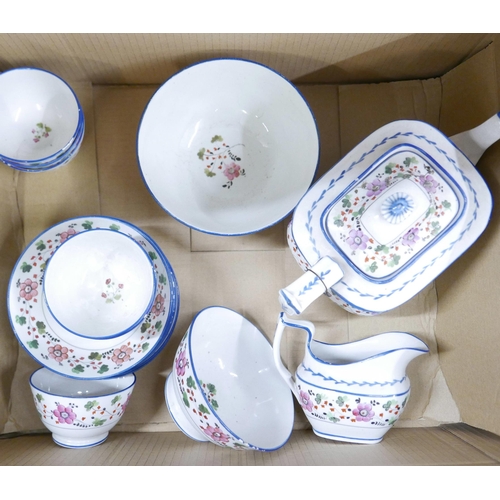 1226 - An early 19th Century New Hall tea set decorated with flowers, tea pot and three other pieces a/f **... 