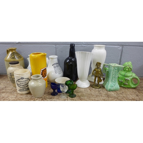 1228 - Advertising bottles and jars, eye baths, novelty teapot, a/f, etc. **PLEASE NOTE THIS LOT IS NOT ELI... 