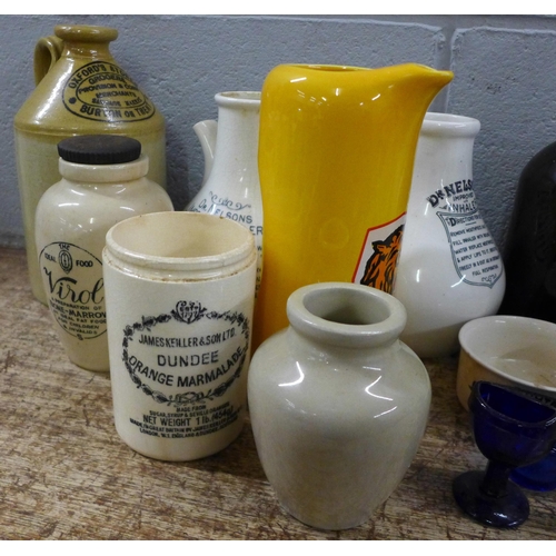 1228 - Advertising bottles and jars, eye baths, novelty teapot, a/f, etc. **PLEASE NOTE THIS LOT IS NOT ELI... 