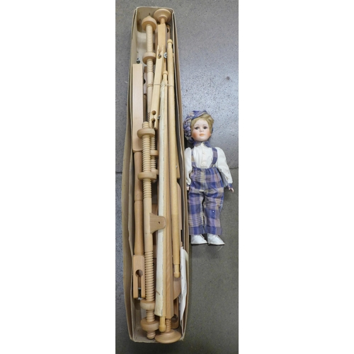 1232 - A tapesty loom/frame and a china doll **PLEASE NOTE THIS LOT IS NOT ELIGIBLE FOR IN-HOUSE POSTING AN... 