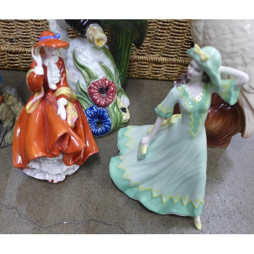 1237 - A Royal Doulton Pretty Ladies figure, Top O' The Hill and a Coalport figure, Coming of Age and five ... 