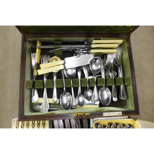 1249 - A George Butler & Co. Ltd., wooden canteen of cutlery  and four additional sets **PLEASE NOTE THIS L... 