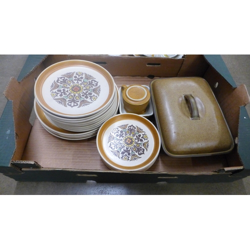 1265 - Two boxes of Langley dinner and tablewares and a box of Meakin Sienna dinnerwares **PLEASE NOTE THIS... 