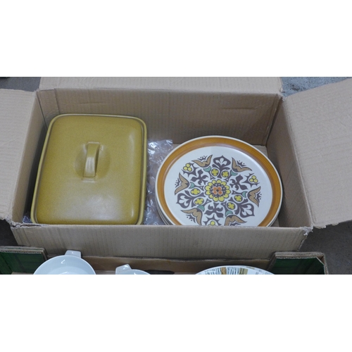 1265 - Two boxes of Langley dinner and tablewares and a box of Meakin Sienna dinnerwares **PLEASE NOTE THIS... 