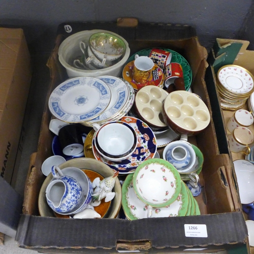 1266 - Two boxes of assorted mixed china including Royal Worcester, Paragon China and Stonier & Co. **PLEAS... 