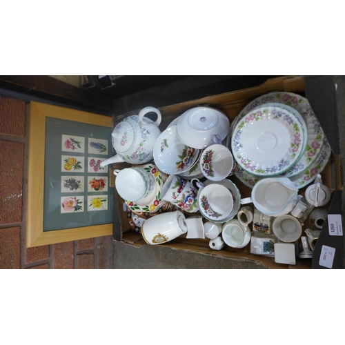 1269 - Royal Worcester English Garden teaware including teapot, crested ware (14), two Viola cups and sauce... 