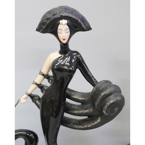 602 - Three House of Erte figures, all limited edition, Isis, Symphone in Black and Leopard