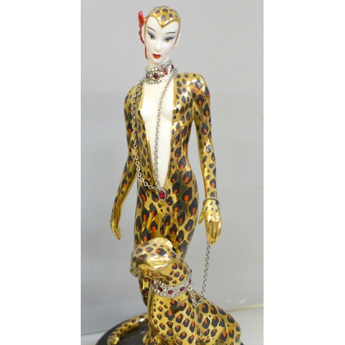 602 - Three House of Erte figures, all limited edition, Isis, Symphone in Black and Leopard