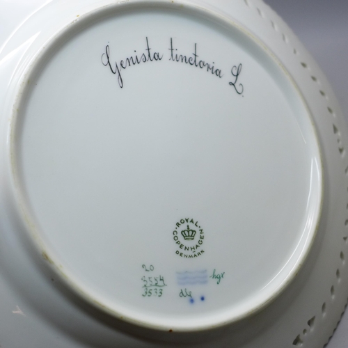 616 - A pair of Royal Copenhagen pierced plates decorated with plant specimens, 23cm