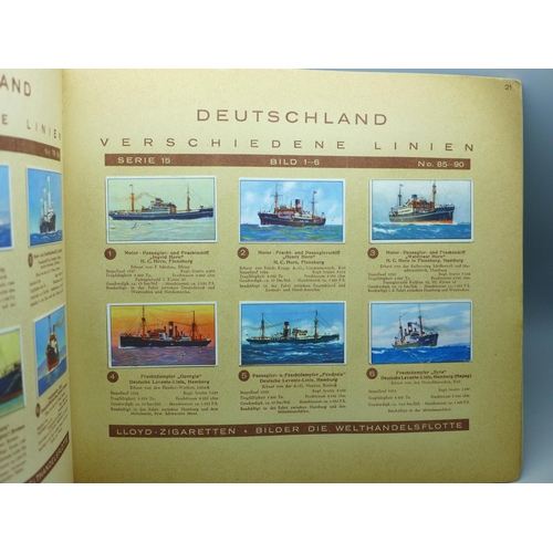 620 - A 1930s German cigarette card album, Lloyd Flottenbilder, Die Welt-Handelsflotte, Ships of World