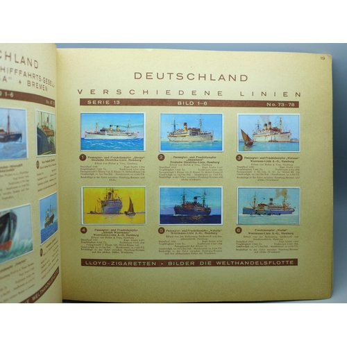 620 - A 1930s German cigarette card album, Lloyd Flottenbilder, Die Welt-Handelsflotte, Ships of World